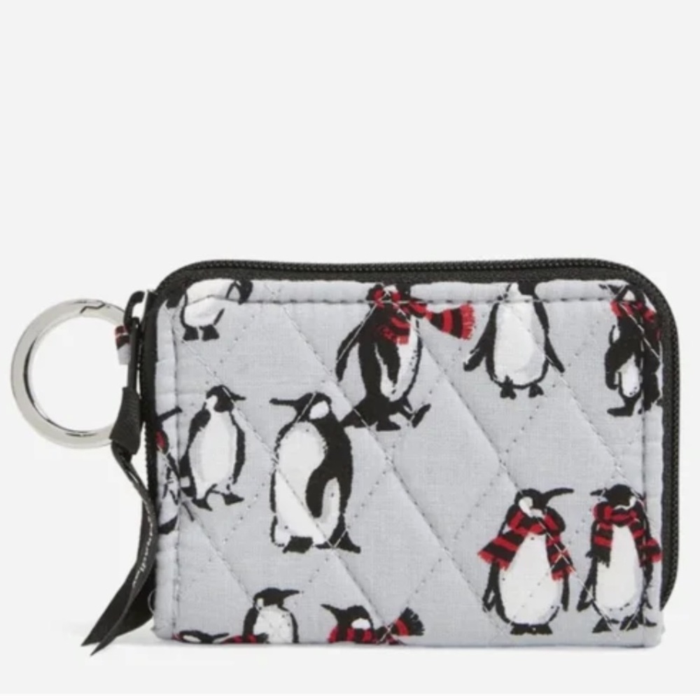 NWT Vera Bradley Playful Penguins Gray Petite Zip-Around Wallet